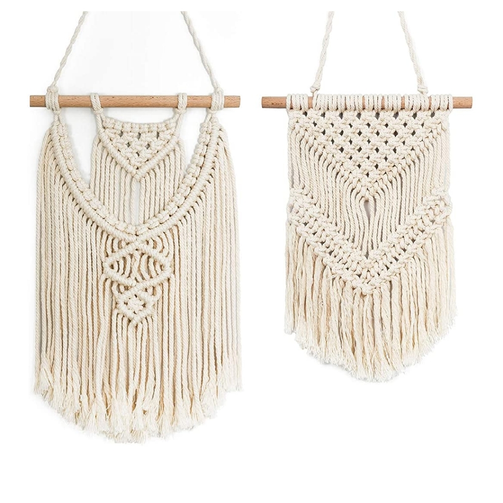 2 Pcs Ivory Macrame Wall Hanging Art Wall Decor